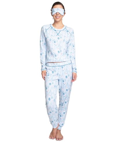 Shop Muk Luks Plus Size Printed Hacci Pajamas & Sleep Mask Set In Bear