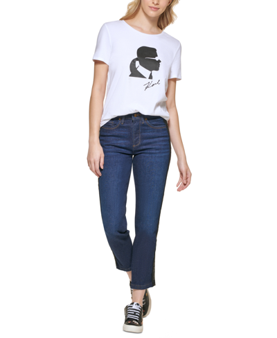 Shop Karl Lagerfeld Women's Straight-leg Jeans In Indigo Wash