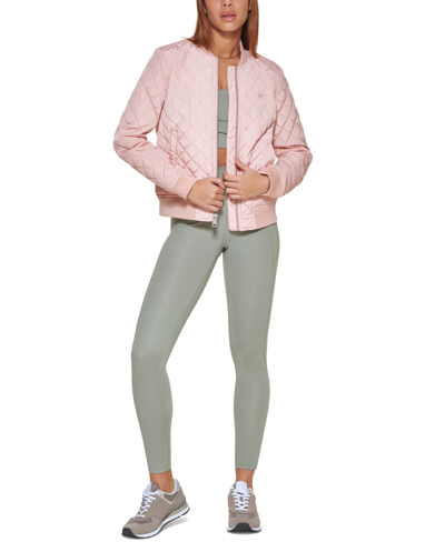 Shop Levi's Diamond Quilted Casual Bomber Jacket In Rose Mist