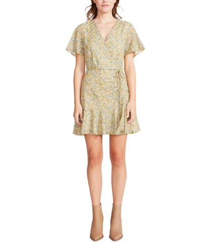 Shop Bb Dakota By Steve Madden Big Flirt Energy Flutter-sleeve Mini Dress In Sunflower