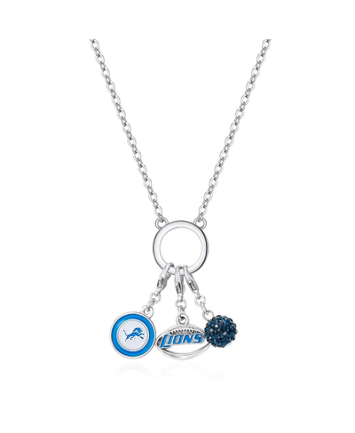 Shop Simran Women's Detroit Lions Three-charm Necklace In Blue
