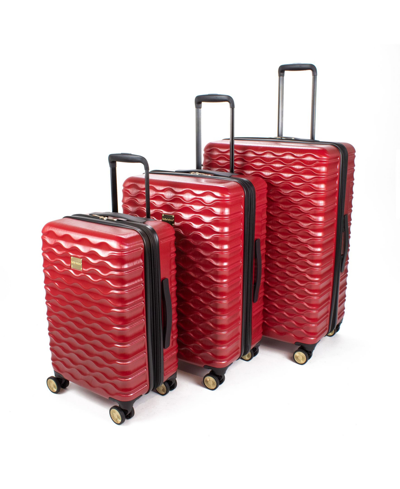 Shop Kathy Ireland Maisy Hardside Luggage Set, 3 Piece In Red