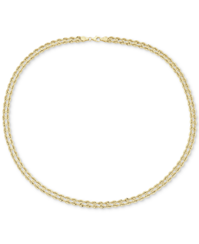 Macy's Double Row Twisted Heart Link, 18" Necklace In 14k Yellow Gold In Yellow Gold