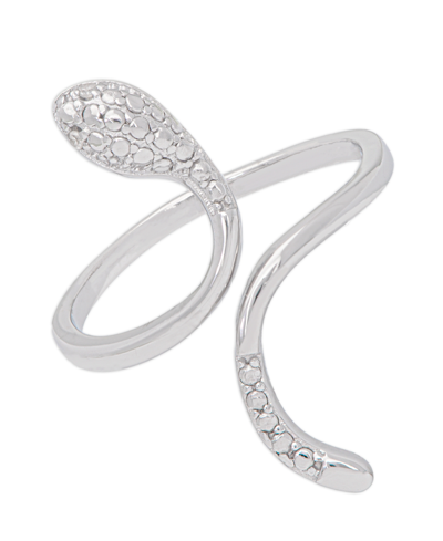 Macy's Diamond Accent Snake Ring In Fine Silver Plate In Silver-plated