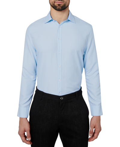 Shop Calabrum Men's Regular Fit Solid Wrinkle Free Performance Dress Shirt In Light Blue