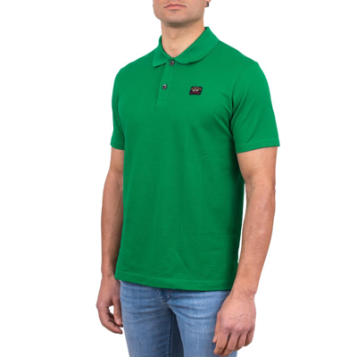 Shop Paul & Shark Men's Green Cotton Polo Shirt