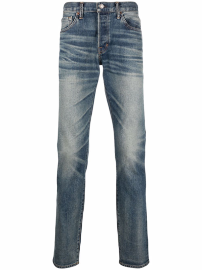 Shop Tom Ford Men's Blue Cotton Jeans