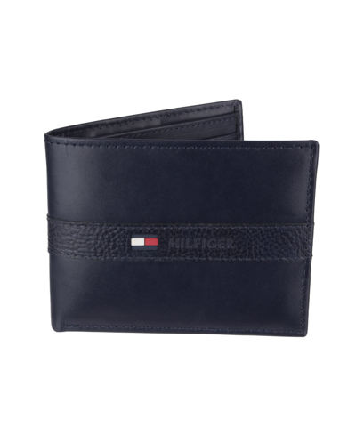 Shop Tommy Hilfiger Men's  Premium Leather Rfid Passcase In Navy