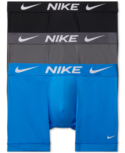 Shop Nike Men's 3-pk. Dri-fit Essential Micro Boxer Briefs In Photo Blue