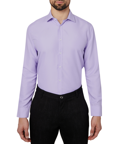 Shop Calabrum Men's Regular Fit Solid Wrinkle Free Performance Dress Shirt In Lilac