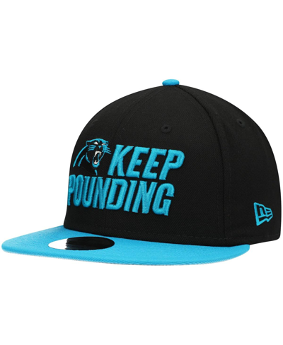 Shop New Era Men's  Black Carolina Panthers Keep Pounding 9fifty Snapback Hat In Blue