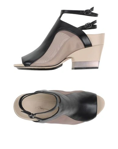 3.1 Phillip Lim / フィリップ リム ''aria' Mesh Leather Chunky Combo Heel Sandals In Black