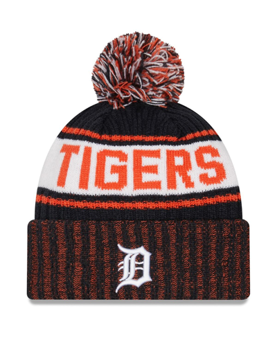 Shop New Era Men's  Navy Detroit Tigers Marl Cuffed Knit Hat With Pom