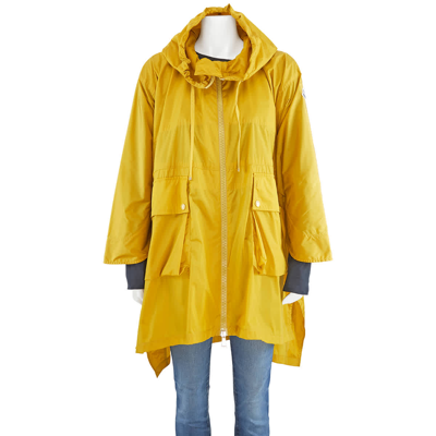 Shop Moncler Ladies Dark Yellow High-low Rain Coat
