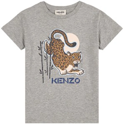 Shop Kenzo Kids Grey Tiger Print Short Sleeved T-shirt