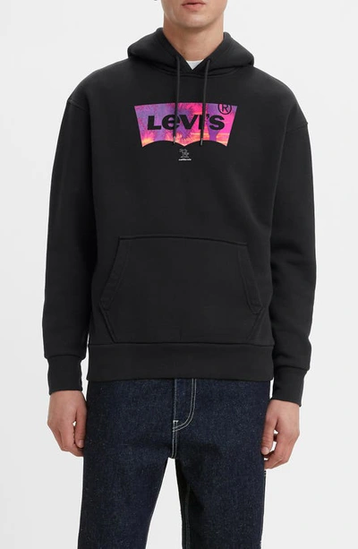 Shop Levi's Levis T3 Relaxed Graphic Hoodie In Bw Palm Fill Hoodi