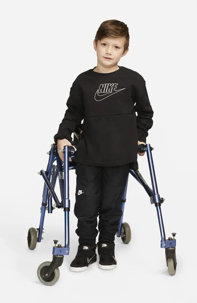 Shop Nike Kids' Fleece Crewneck Sweatshirt In Black/ White