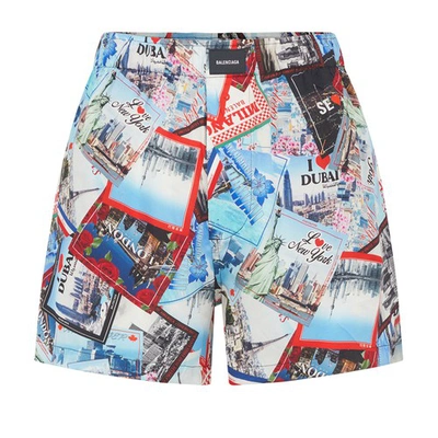 Shop Balenciaga Allover Cities Shorts In Multico