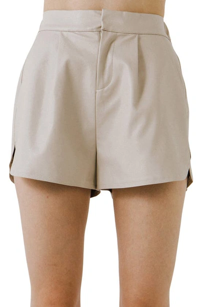 Grey Lab Faux Leather Shorts In Taupe