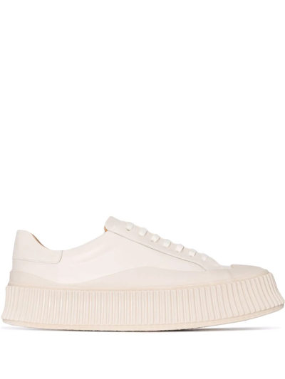 Shop Jil Sander Ribbed-sole Low-top Sneakers In White