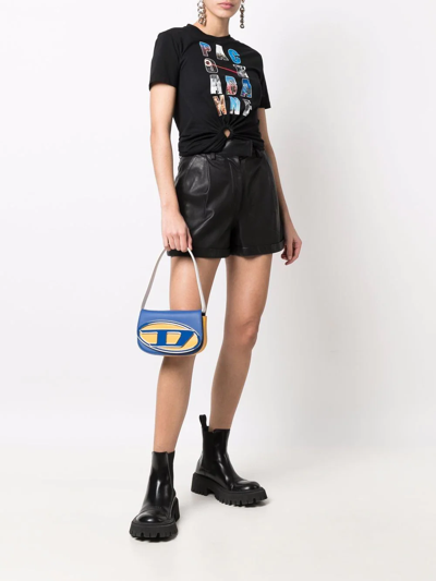 Shop Diesel 1dr Leather Shoulder Bag In Blue