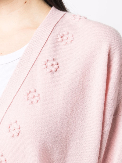 Shop Barrie Embroidered Cashmere Cardigan In Pink