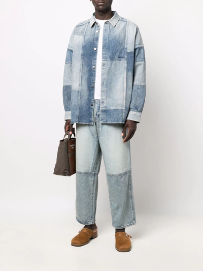 Ambush Patchwork Denim Shirt In Blue