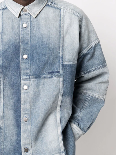 Shop Ambush Patchwork Denim Shirt Jacket In Blue