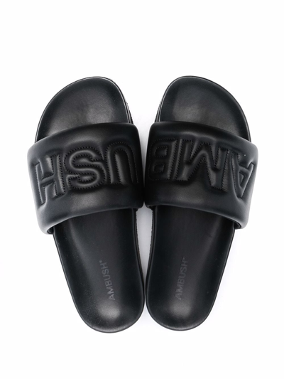 Shop Ambush Logo-quilted Tonal Slides In Black