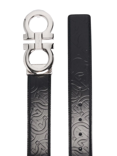 Shop Ferragamo Gancini-embossed Belt In Black