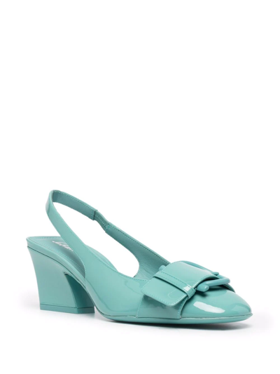 Ferragamo Slingback Briget In Turquoise Paint In Blue