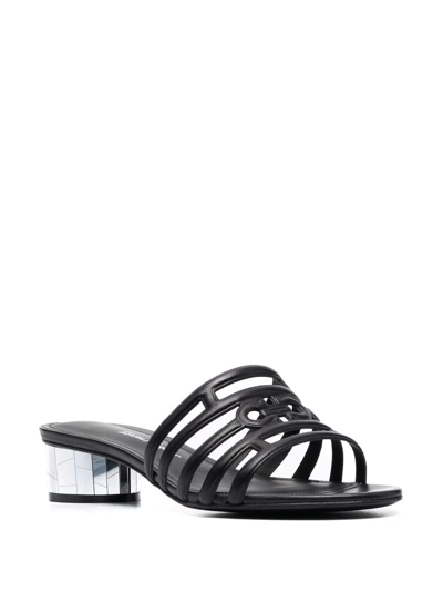 Ferragamo Finn Lambskin Mirror-heel Sandals In Black