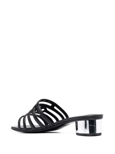 Ferragamo Finn Lambskin Mirror-heel Sandals In Black