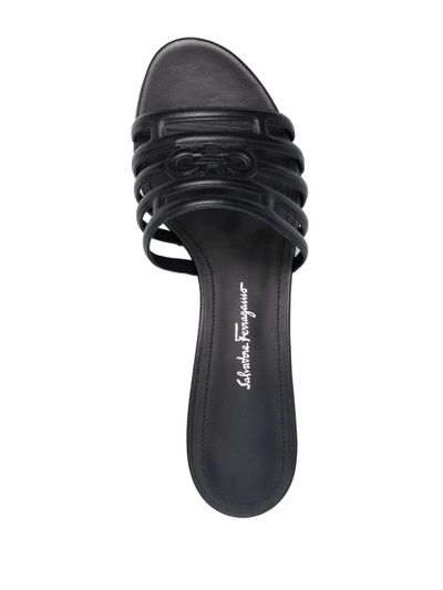 Ferragamo Finn Lambskin Mirror-heel Sandals In Black