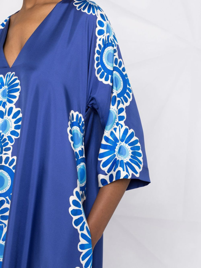 Shop La Doublej Muumuu Floral-print Maxi Dress In Blue