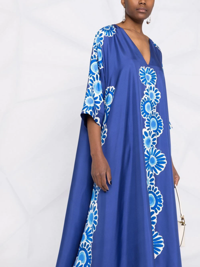 Shop La Doublej Muumuu Floral-print Maxi Dress In Blue