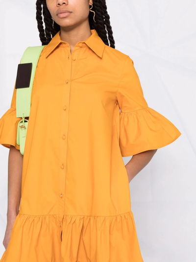 Shop La Doublej Choux Tiered Shirt Dress In Yellow