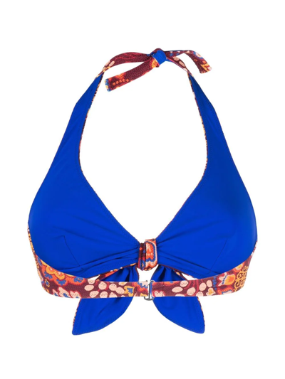 Shop La Doublej Floral-print Bow-detail Bikini Top In Red