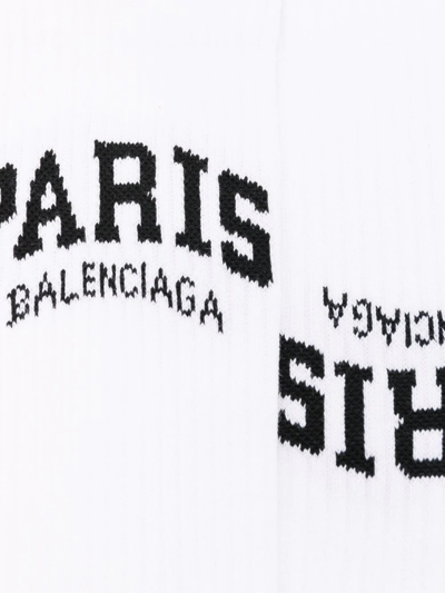 Shop Balenciaga Paris Jacquard Socks In White