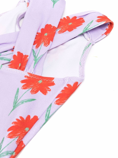 Shop Bobo Choses Floral-print Criss-cross Swimsuit In Purple