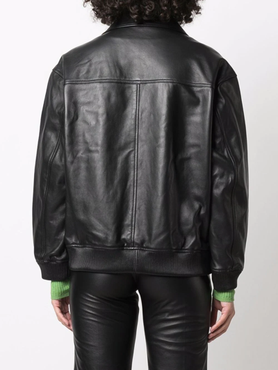 Shop Yves Salomon Zip-up Leather Jacket In Black