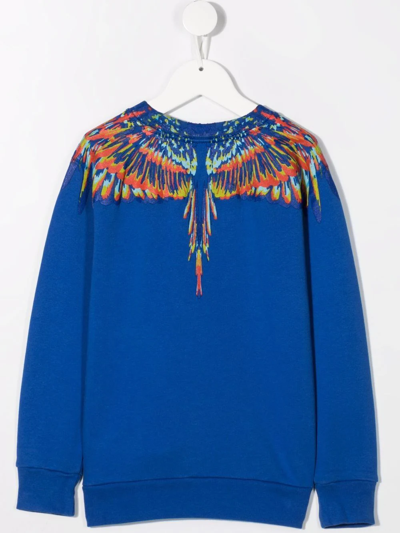 Shop Marcelo Burlon County Of Milan Tempera Wings Print Sweatshirt In Blue