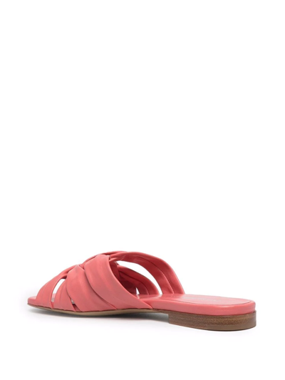 Shop Emporio Armani Flat Leather Slides In Pink