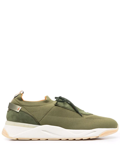 Shop Santoni Lace Up Sneakers In Green