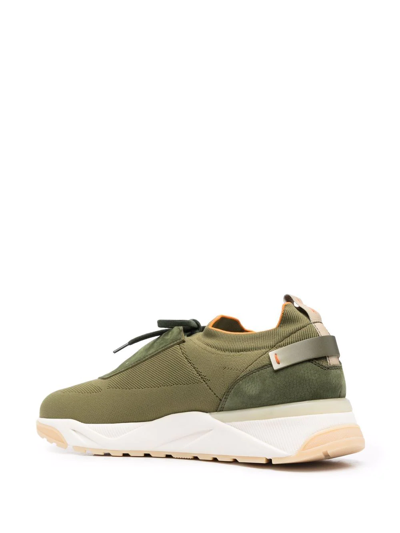 Shop Santoni Lace Up Sneakers In Green