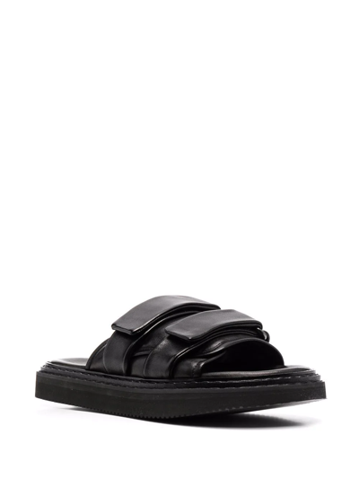Shop Officine Creative Touch-strap Leather Slides In Black