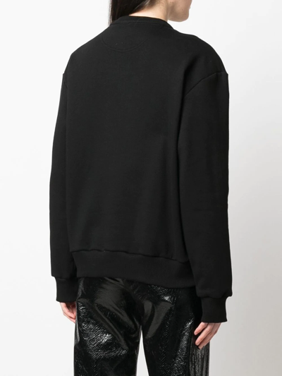 Shop Versace Embroidered Cotton Sweatshirt In Black