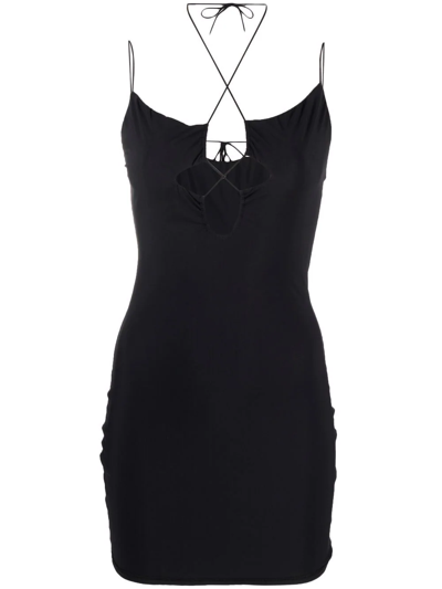 Shop Amazuìn Halterneck Cut-out Dress In Black