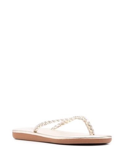 Ancient Greek Sandals Plage Braided Leather Flip Flops In Yellow