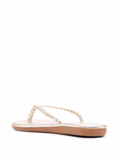 Ancient Greek Sandals Plage Braided Leather Flip Flops In Yellow